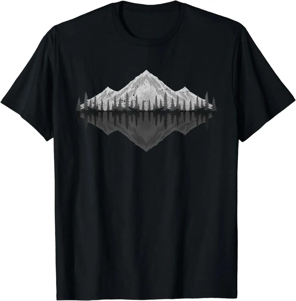 Wildlife Nature Hiking Hiker Forest Reflection Mountain TShirt Outdoor Clothes Mens T Shirt Graphic Streetwear Oneck Tops Tee