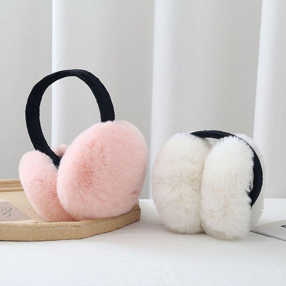 Foldable Plush Ear Warmers Thermal Lining Winter Ear Muffs Fuzzy Fluffy Ear Covers For Women