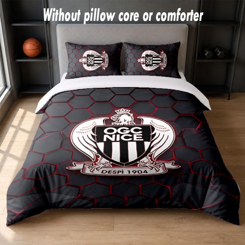 OGC Nice FC Design Bed Bedding Set 1 Duvet Cover + 2 Pillowcases Soft Breathable Household Bed Linens