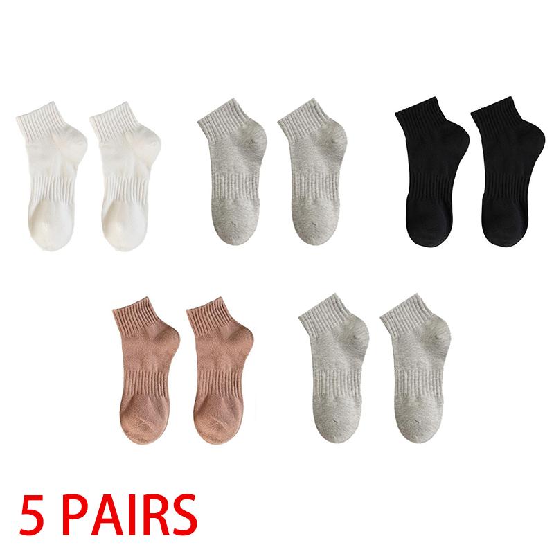 

1/5 пар полосатых хлопковых коротких носков для унисекс, дышащие, влагоотводящие, модные спортивные носки, женские носки до щиколотки для пары 5PAIRS разноцветный