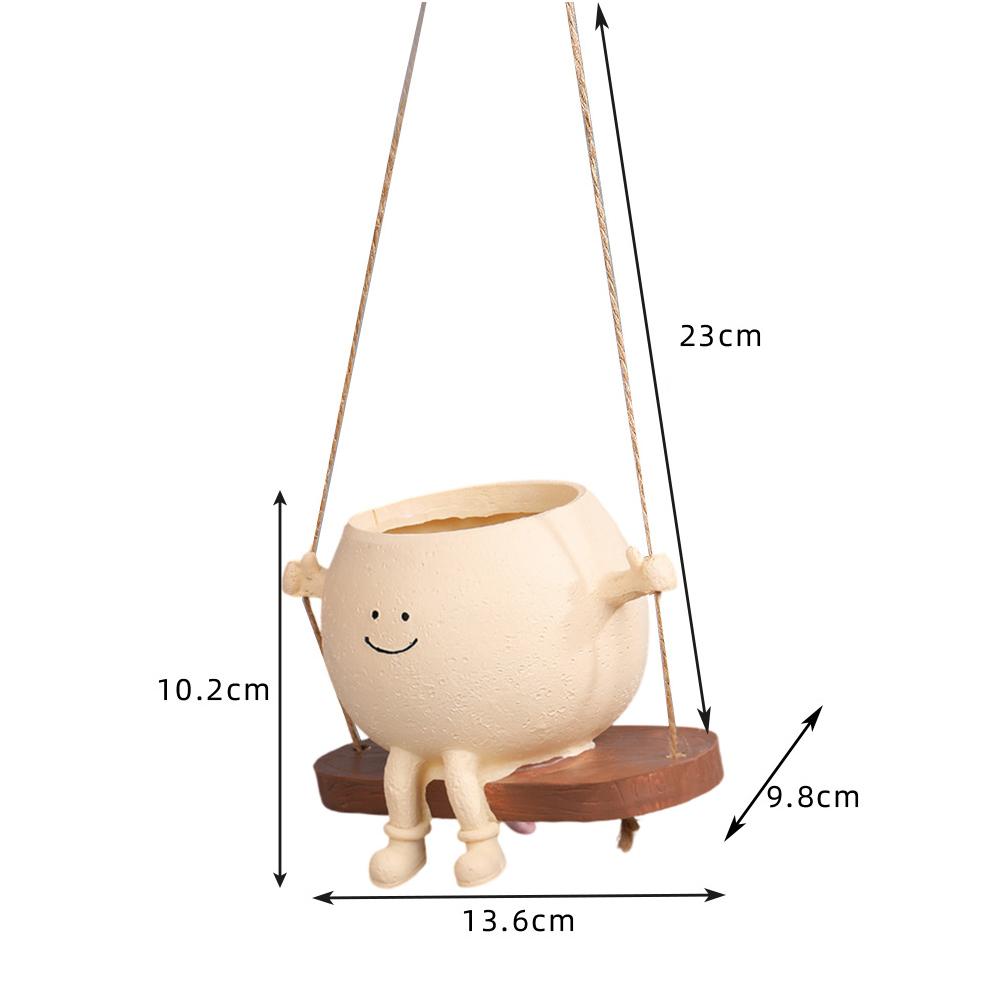 

Swing Jar Small Flower Pot Smiling Face Rockchair Mini Succulent Pot Home Garden Decoration Ornaments Room Green Plant Pendant