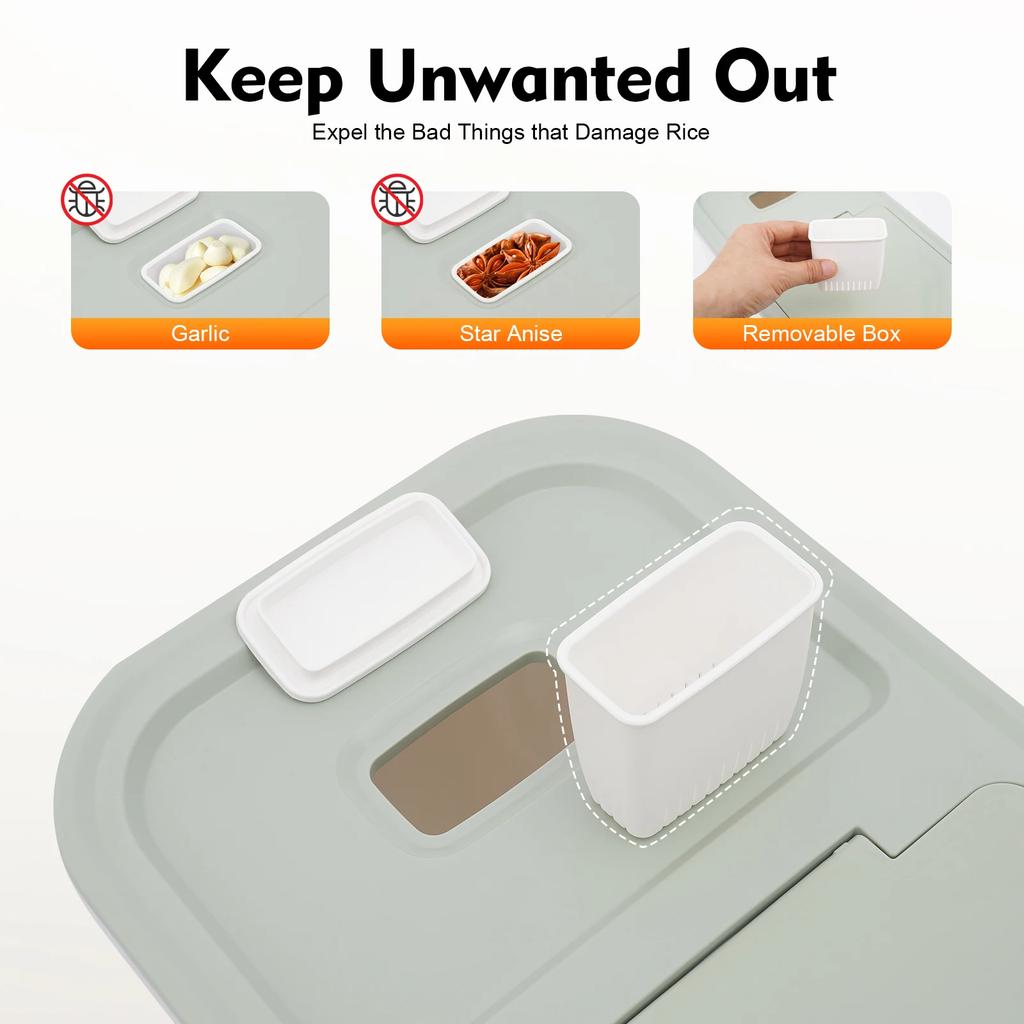10kg Rice Bucket, Large Capacity Food Storage Container, Flour Canister, Airtight Container with Rice Measuring Cup