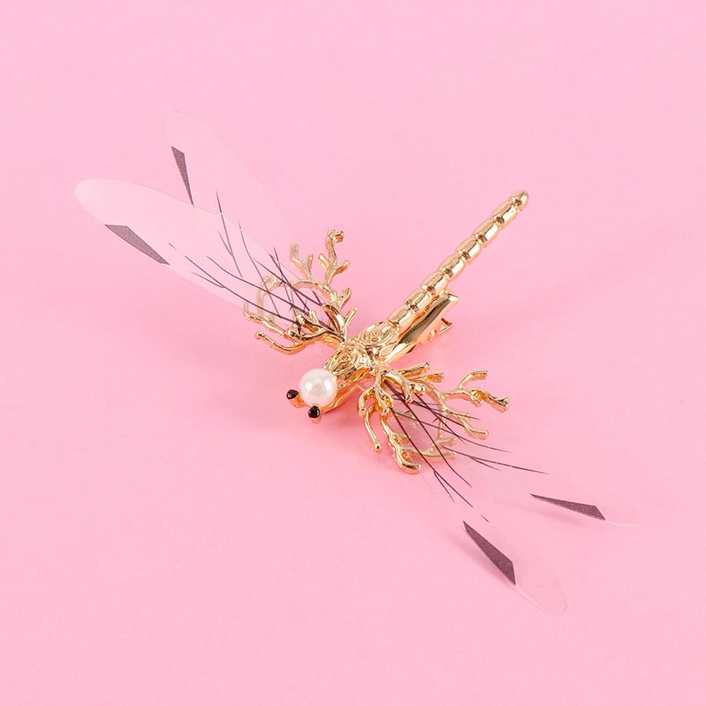 Alloy Fancy Women Baroque Bridal Hair Clip Pearl Wedding Headdress Dragonfly Hairpins Gold золотой