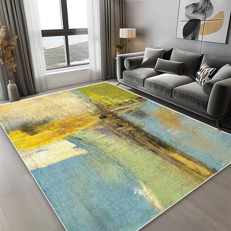 Severský moderní koberec se zlatou linií do obývacího pokoje, luxusní domácí dekorace, protiskluzový koberec velkých rozměrů pod pohovku, ložnice, šatna, vchodová rohožka