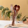 Japanese Portable Lunch Set: Cloth Bag with Wooden Spoon, Fork, and Chopsticks