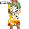 3D Digital Printing Dresses Women's Summer Short-sleeved O-neck Casual Loose Dress