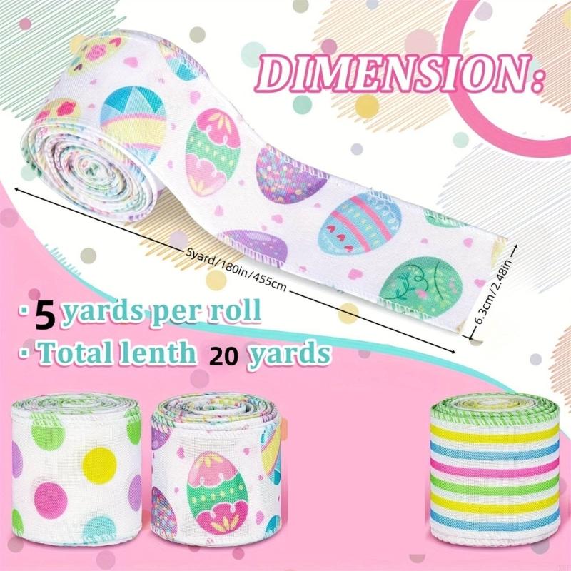 Colorful Polyester Ribbon for Easters Decoration and Creative Craft Project Gift Packaging Supplies Sewing Accessories