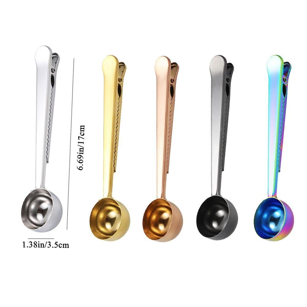 2-in-1 Coffee Spoon With Bag Clip Stainless Steel Spoon Bag Clip Durable Coffee Scoop Clip  Kitchen