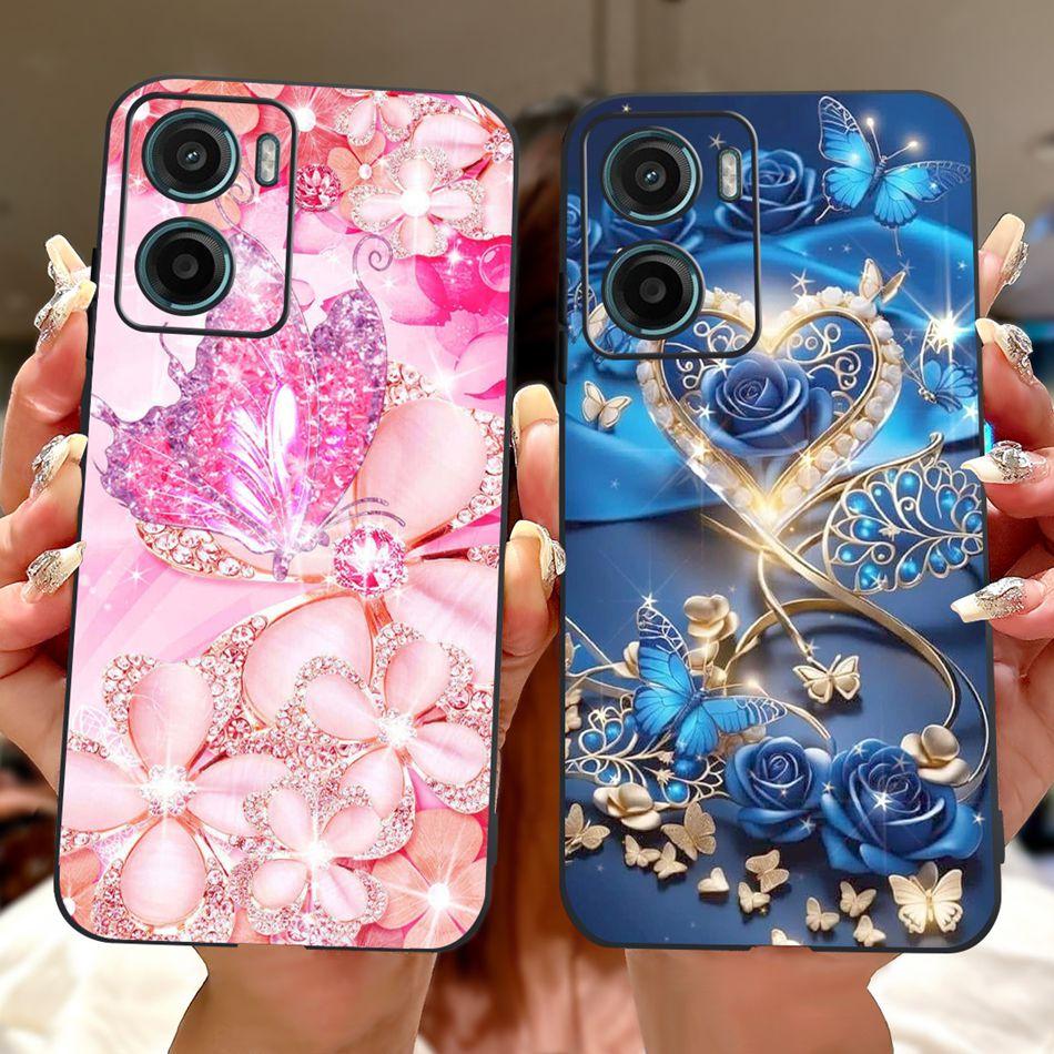 For Motorola Moto G05 G15 E15 2024 Floral Butterfly Phone Case For MOTO G05 G15 E15 4G Black Silicone Soft Lightweight Case