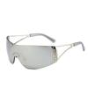 Rimless Diamond-encrusted Sunglasses European And American Sunglasses Y2k Future Technology Sports Mirror Sunglasses