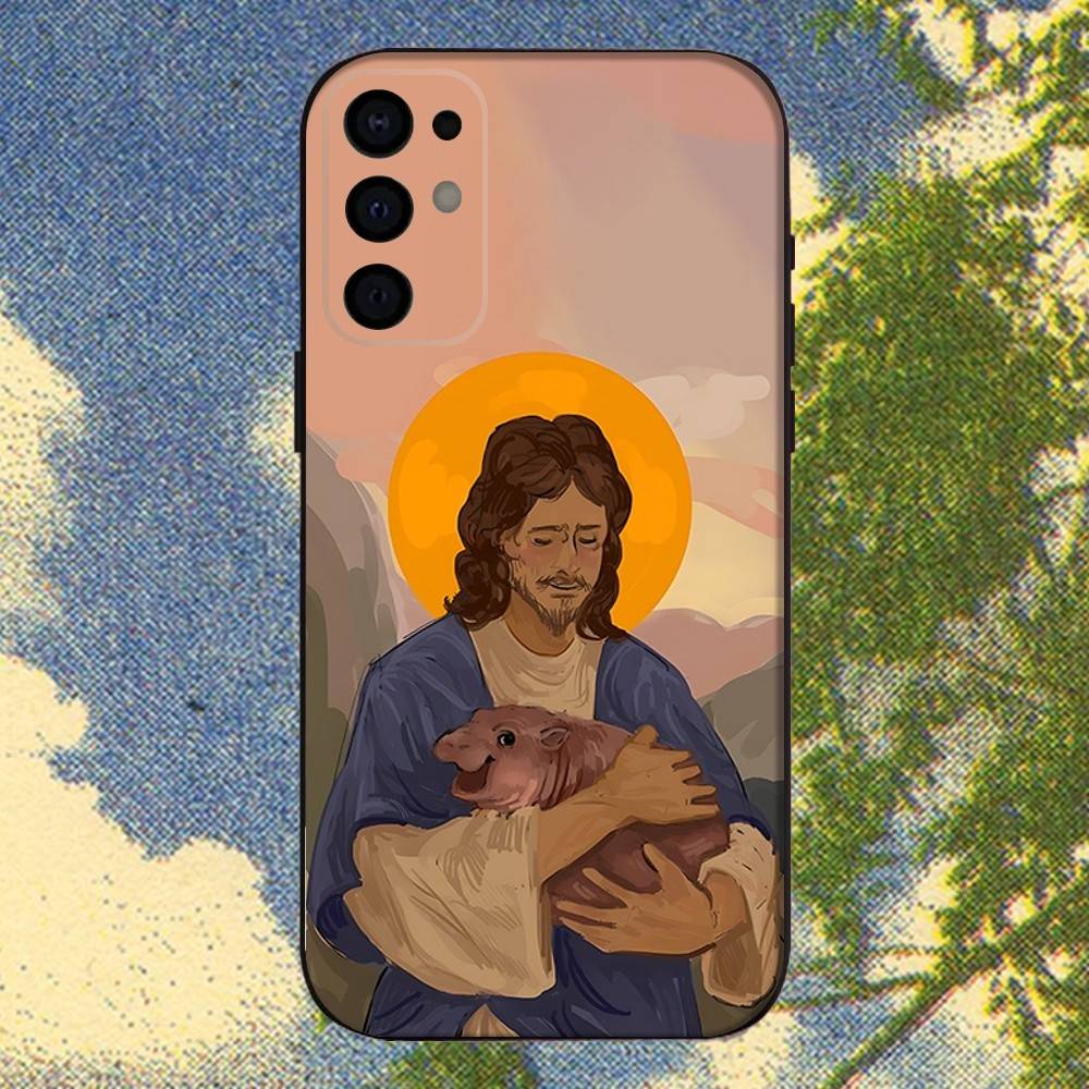 Moo Deng Hippo Phone Case For Samsung S25,S24,S21,S22,S23,S30,Ultra,S20,Plus,Fe,Lite,Note,10,9,5G Black Cover