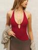 Sexy Heart Cutout Sleeveless Crop Top With Metal Decor For Streetwear Fashion