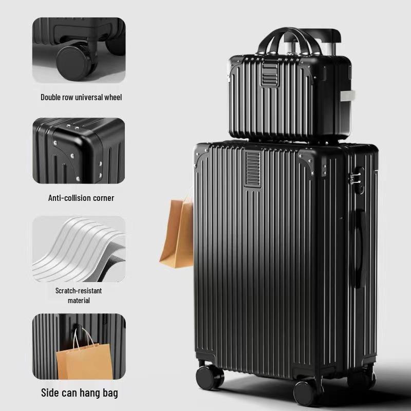 Women's Large Capacity Retro Travel Trolley Case with Password Lock - Durable Suitcase for Students