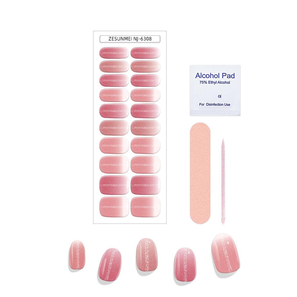 Solid Color Cat Eye UV Gel Nail Stickers: Waterproof, Long-Lasting, Light-Curing, Semi-Cured Nail Art.