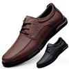 Men's Genuine Leather Casual Business Shoes – Handcrafted Pattern, Top-Layer Cowhide, Non-Slip Rubber Sole.