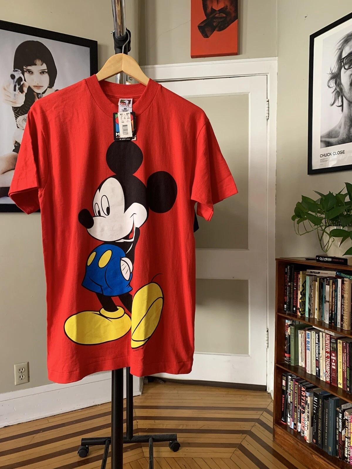 Vintage Mickey Mouse Shirt Men’s Medium 90s Single Stitched Red Deadstock Disney L