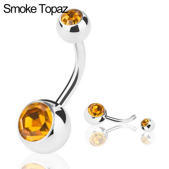 Stainless Steel Navel Ring Rhinestone Belly Button Ring Bar Piercing Jewelry