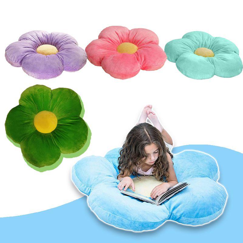 Cute Flower Cushion Home Decor Plush Toy With Colorful 6 Petal Cartoon Design