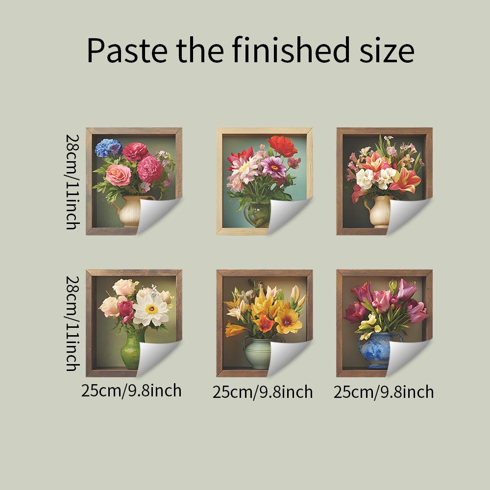 

1Pcs 3D Creative Painted VaseWall Sticker DIY Crown Glass Decals for Living Room Bedroom Wedding Decor Self-Adhesive Refrigerator Stickers 25*28cm*6pcs