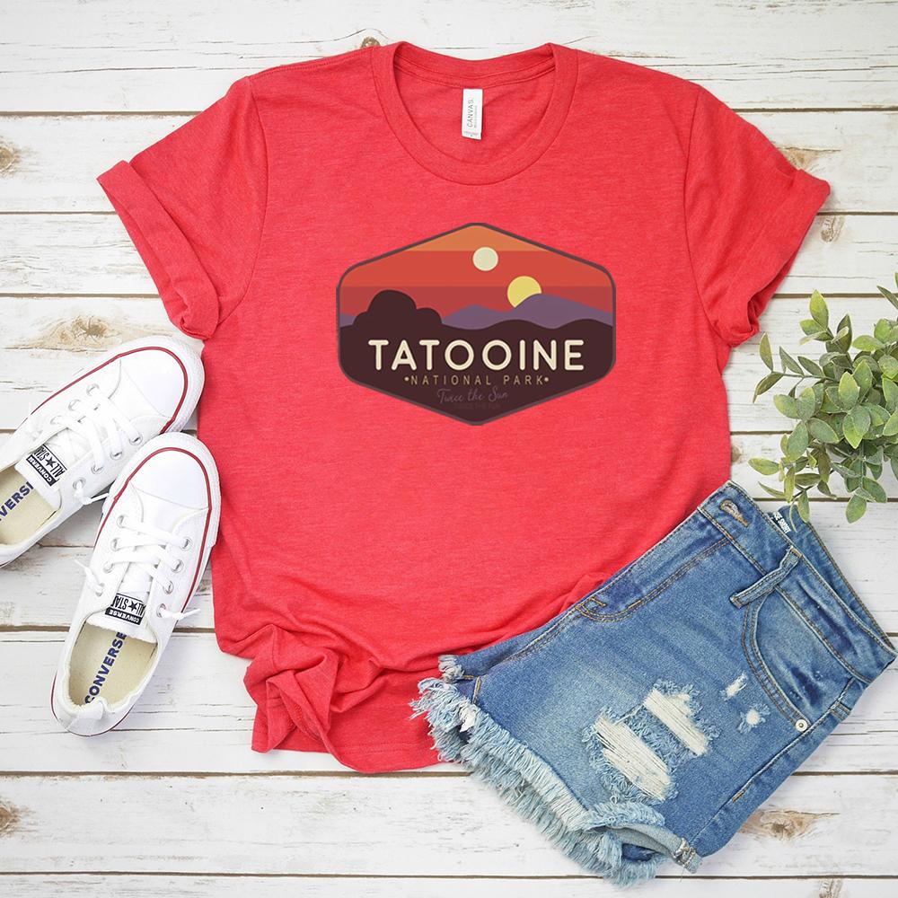 Tatooine Sunset TShirt Tatooine National Park Shirt Luke Skywalker Vintage Planet Graphic Tee Retro Aesthetic Harajuku Tops S