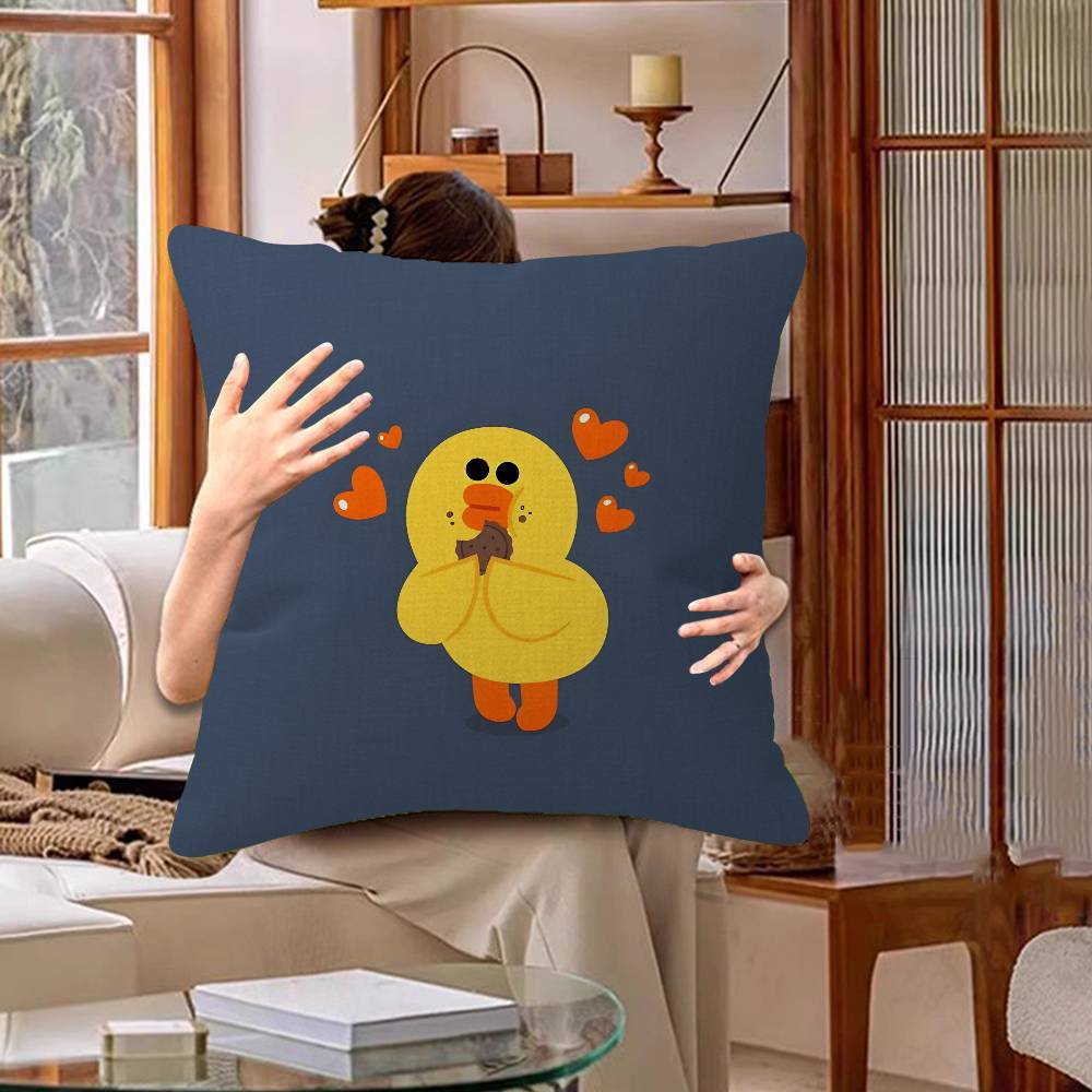 Cute Cartoon Art Duck Pillow Gift Home Office Decoration Bedroom Sofa Car Cushion Cover case 45x45