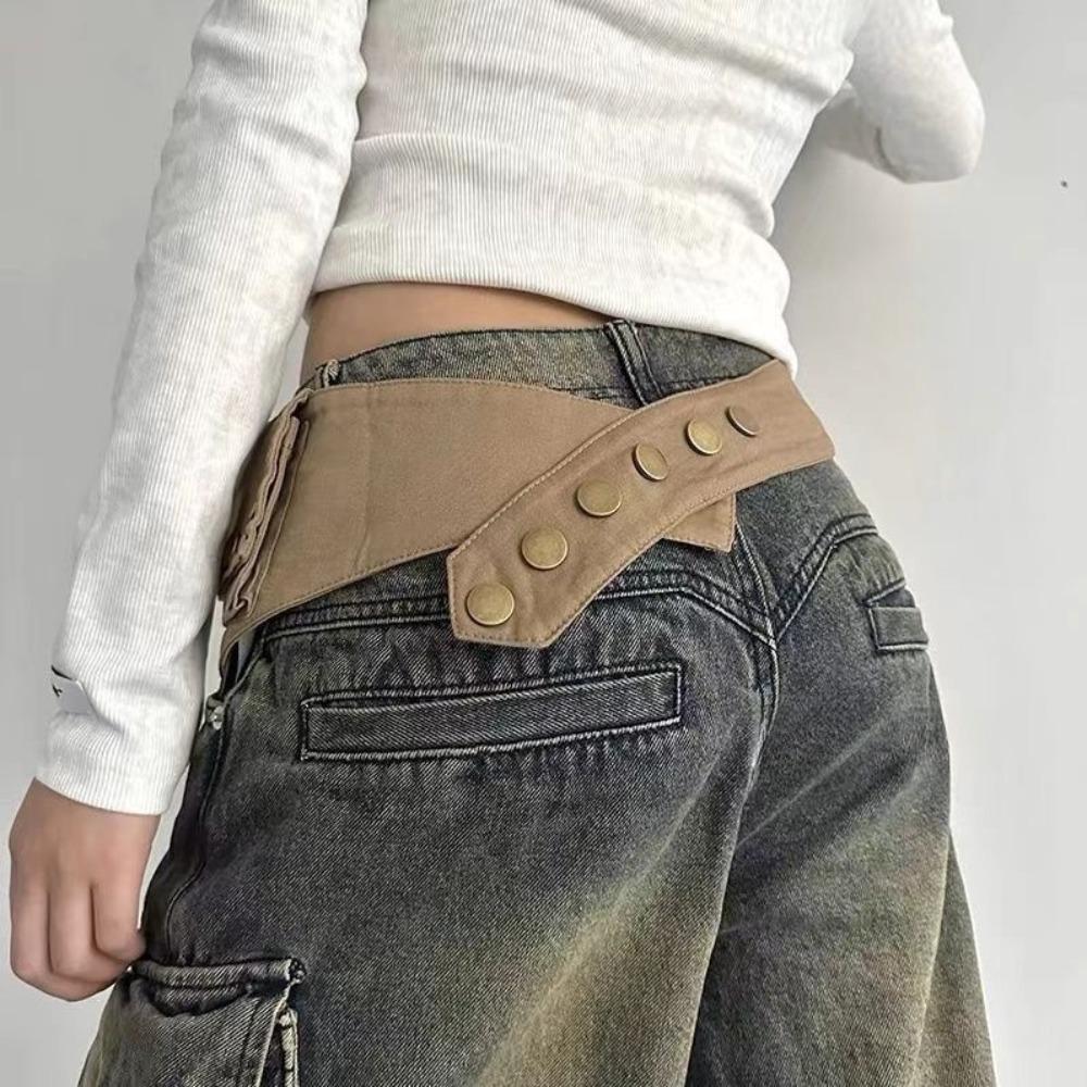 Vintage Grunge Bum Belt Zinc Zinc Alloy Belts Pockets Waist Bag Waistband with Bag  Streetwear