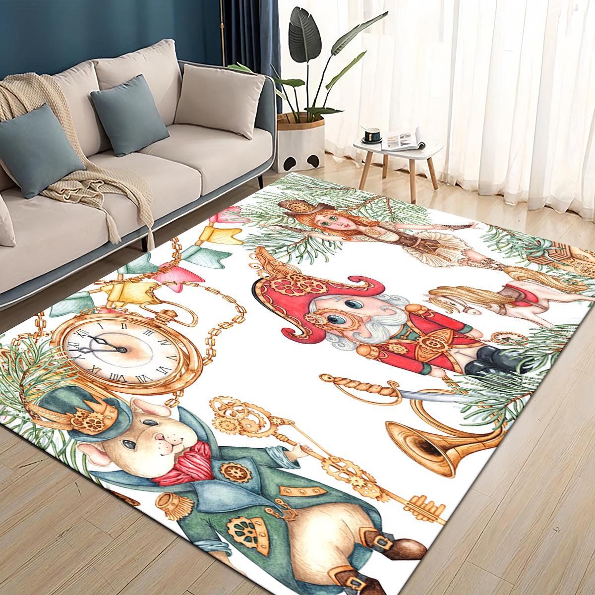 

Merry Christmas Cartoon The Nutcracker Doll Festival Gift Carpet Rug for Living Room Bedroom Home Sofa Decoration,Non-slip Mat 40x60cm( 15x23in )