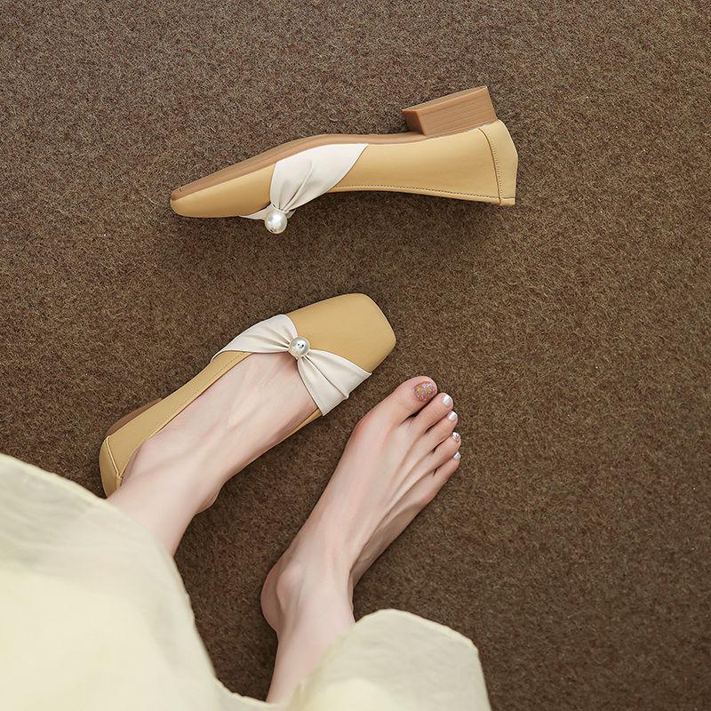 French Women's Square Toe Low-Cut Flat Moccasins - Versatile Soft Sole for Autumn 2025