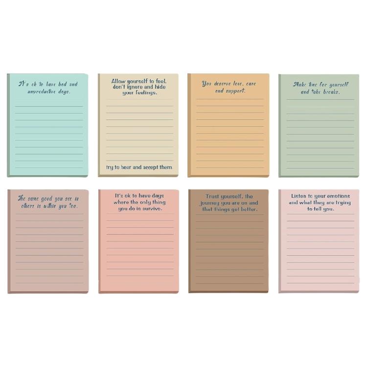 

8/12 Pcs Self-Adhesive Stickier Note Retro Memos Pad with Lines Inspirational Quote Note Pad School Office Supplies