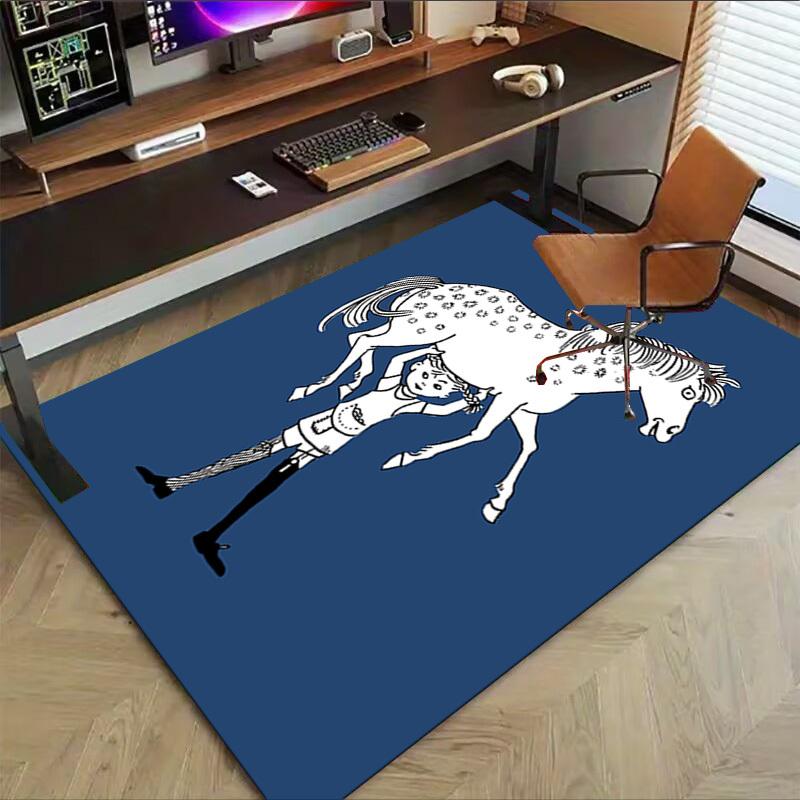 1PC Horse Flower Extra Large Non Slip Floor carpet, Office, family, bedroom, Studio Large Area Rug Indoor Rugs