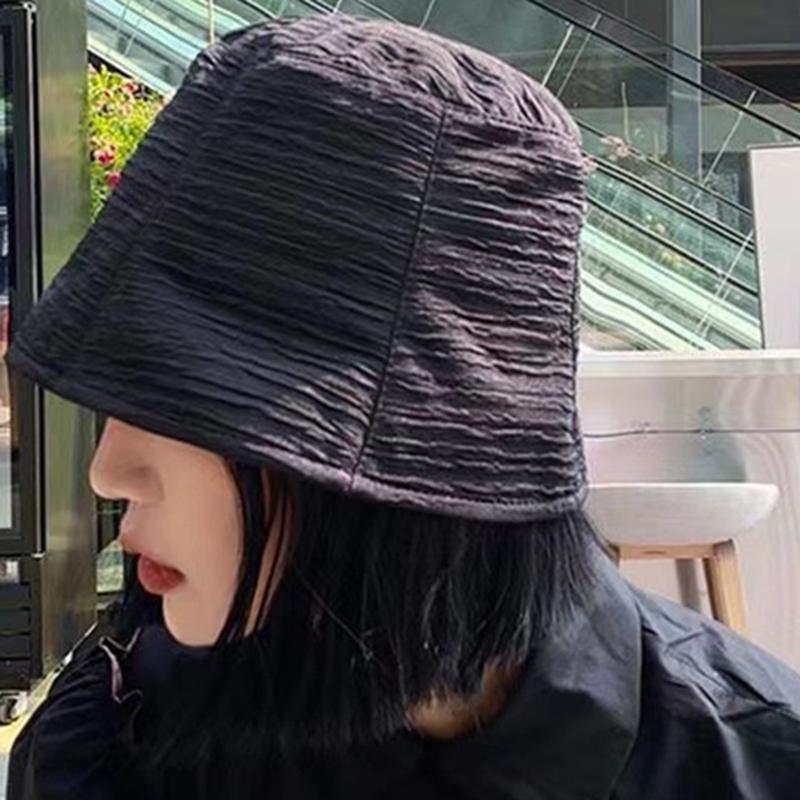 Summer Bucket Hat For Women Outdoor Foldable Fisherman Cap Solid Color Cotton Girls Panama Beach Sun Hat