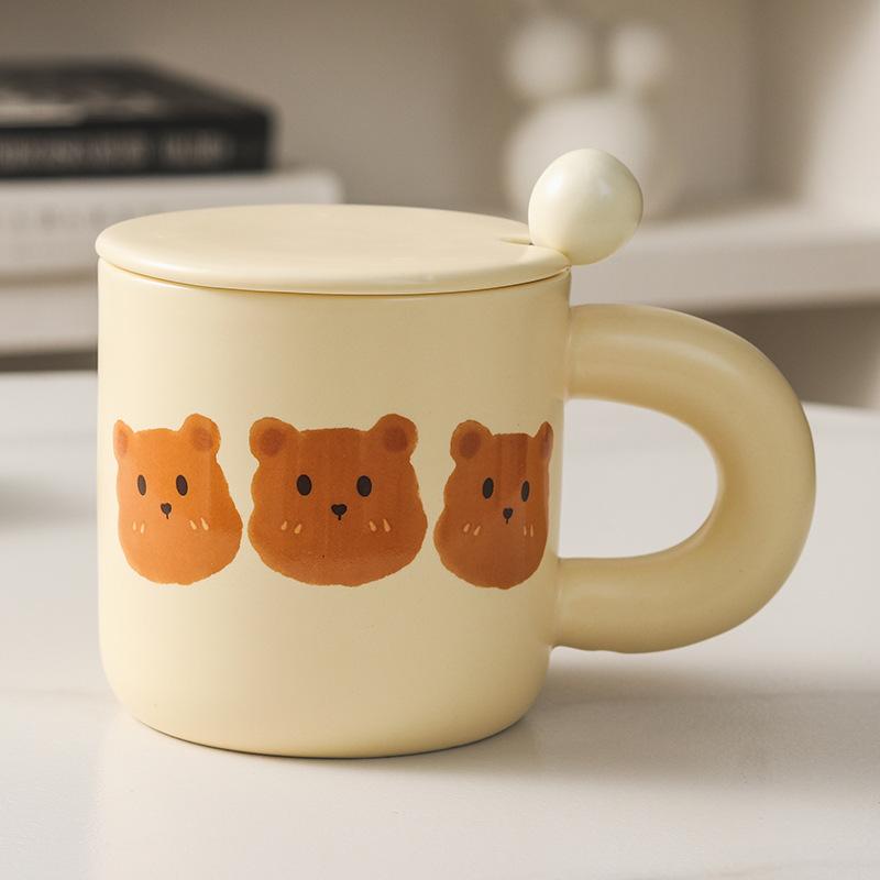 

Bear Ceramic Mug Cute Cartoon Creative High Looking Household Coffee Couple Breakfast Cup Gift Logo 401-500ml