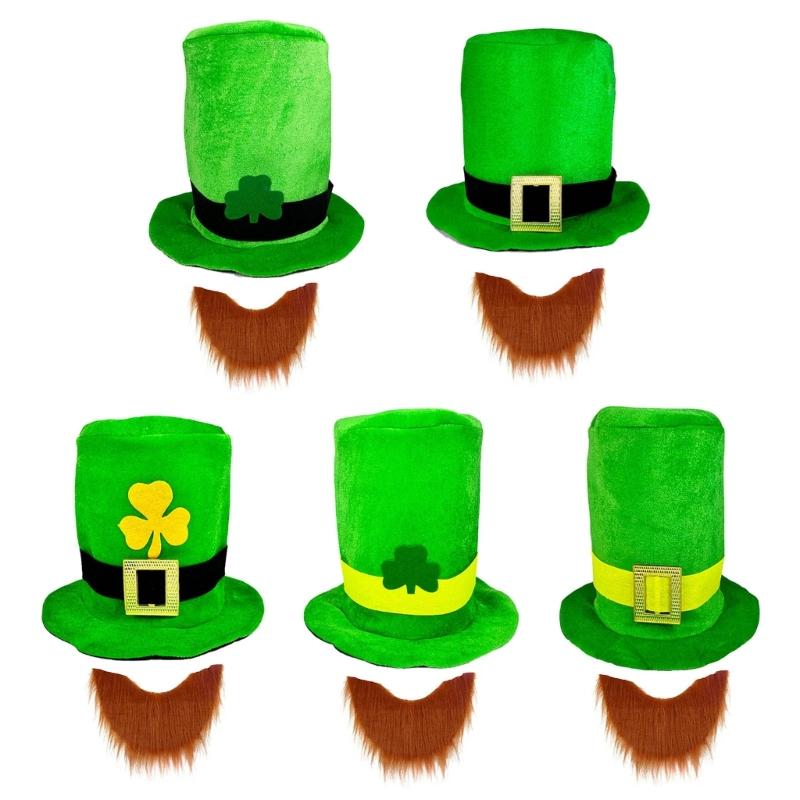 Multifunctional Parties and Event Comfortable Patricks Day Tops Hat and Beard Set Fashion Accessory Party Supplies