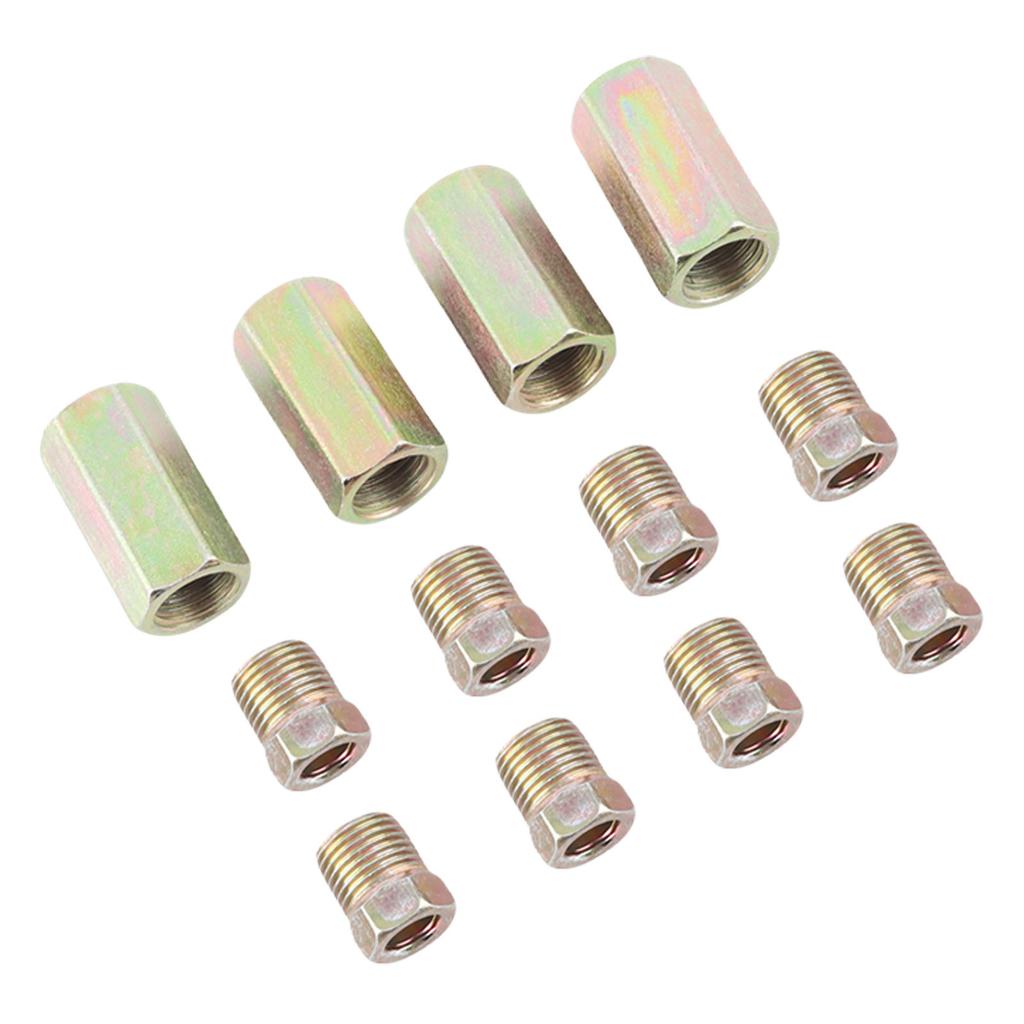 12 stuks 7/16 inch-24 Schroefdraad Remleiding Fittingen Assortiment Messing Auto Accessoires voor 1/4 inch Remleiding