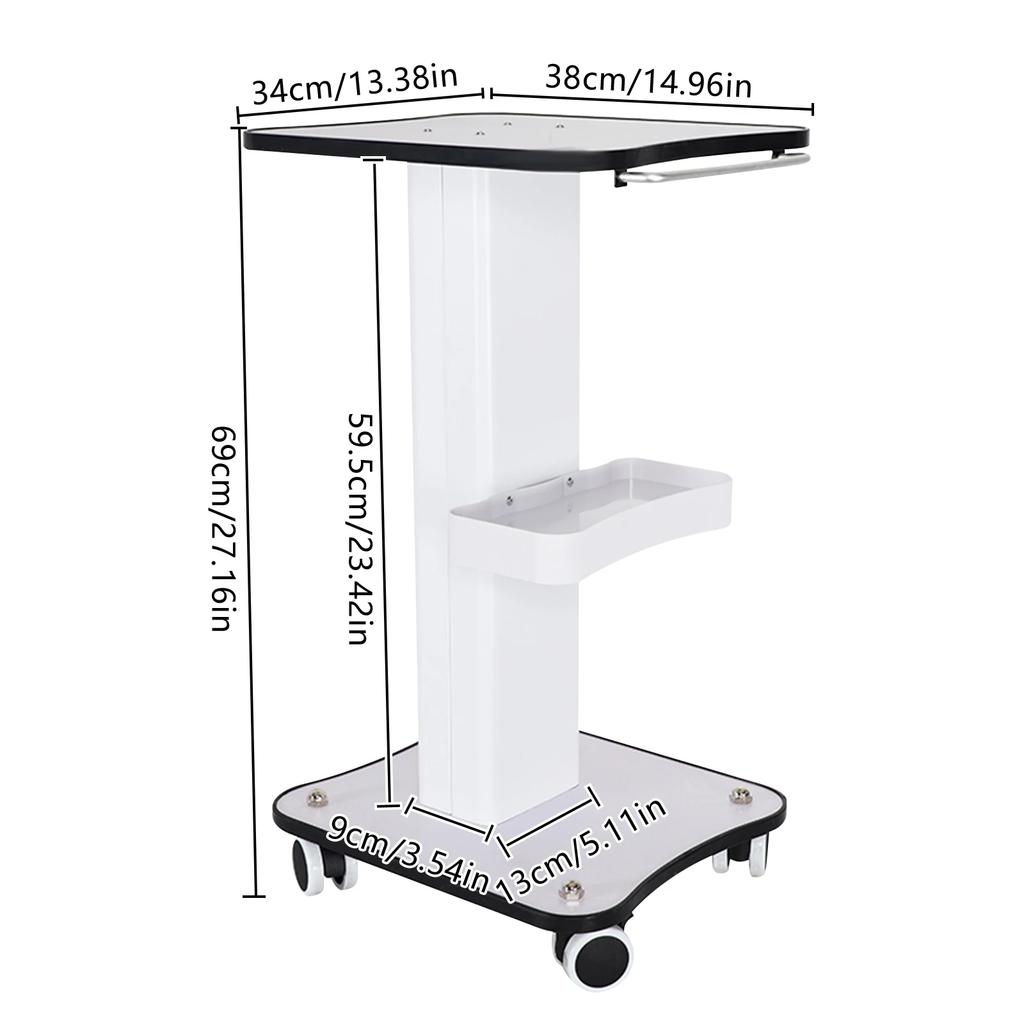 Beauty Rolling Cart with Handle 3 Tier White Beauty Storage Stand Beauty Salon Trolley SPA Beauty Machine Holder Organizer