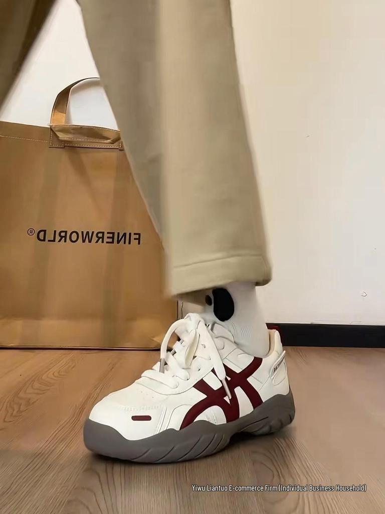 Damen-Leder-Sneaker aus Rindsleder mit dicker Sohle, höhenverstellende Freizeitsport-Schuhe, Herbst/Winter Kollektion 2025