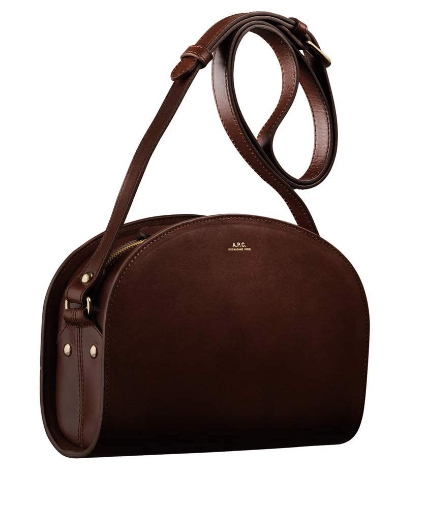 

Shoulder bag smooth leather DARK BROWN [APACE] Demi-Lune [item] темно-коричневого кольору