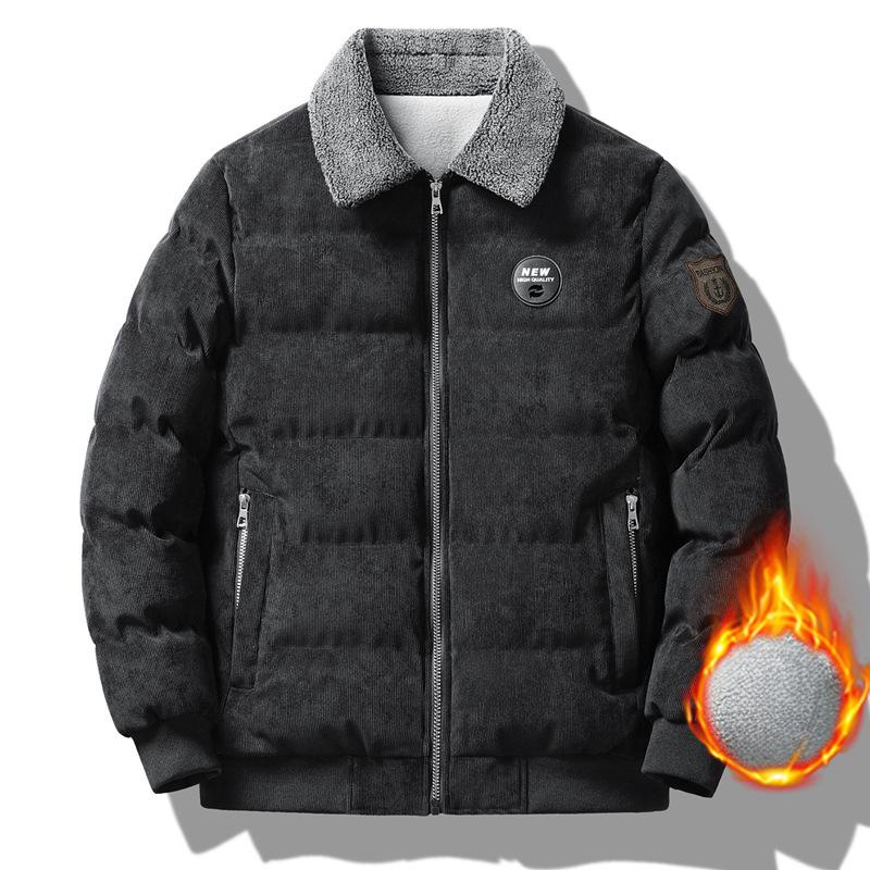 

Новое зимнее вельветовое пальто с ворсом и толстыми мужскими винтажными лацканами, повседневная свободная хлопковая куртка для людей среднего возраста 5XL