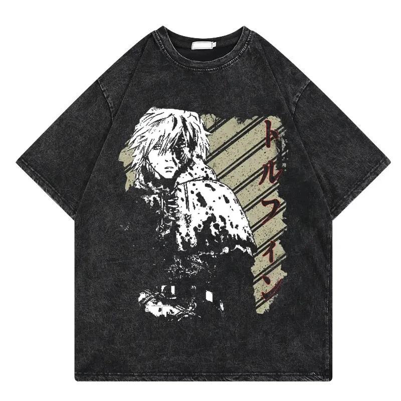 Vinland Saga Anime Graphic Tshirt Vintage Washed Thorfinn Viking Manga Merch Harajuku Unisex Oversized Short Sleeve Tee Tops