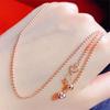 Exquisite 585 Russian Purple Gold Beaded Glossy Heart-Shaped Colored Gold Simple Temperament Fashion-Plated Rose Gold Necklace