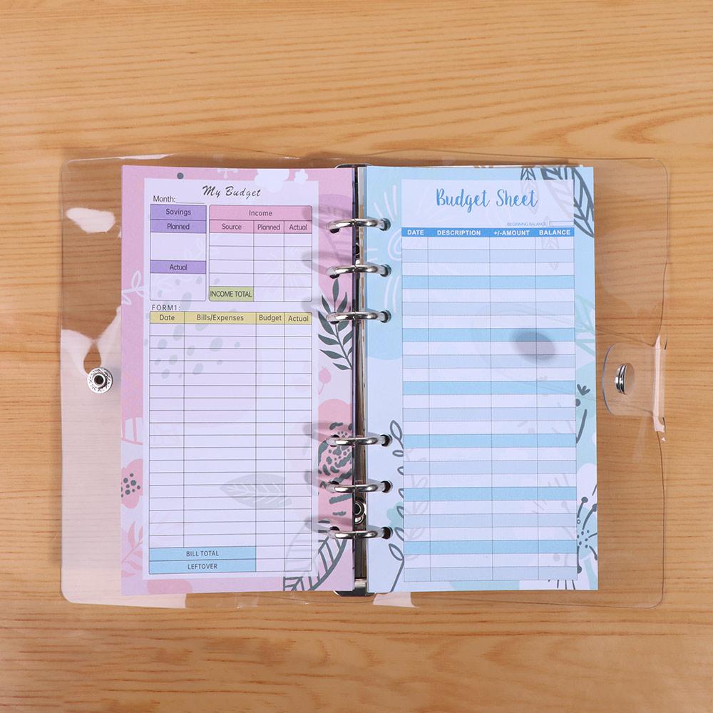 Transparent Loose-Leaf Binder Waterproof Creative A6 Budget Planner Multi Pockets Cash Letter Money Organizer Journal Planner