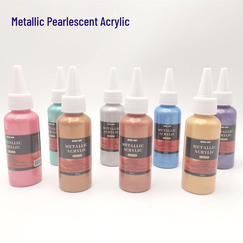 Iridescent Metallic Acrylic Paint, 100ml - Buddha Light Silver for Fluid Art, Walls, Hand-Painted Shoes, Gold Touch.