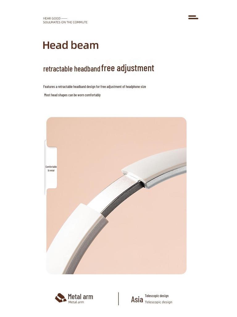 Head-mounted Bluetooth Wireless Headphones with Large Earcups, Retractable Metal Design, Matte Finish, New Private Mold