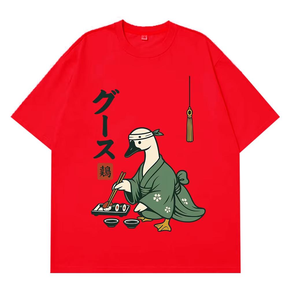 Japanese Goose Funny Sushi Goose Graphic T Shirt Unisex Women Fashion Tshirts Shortsleeved Casual Cotton Aesthetic Trend Tshirts