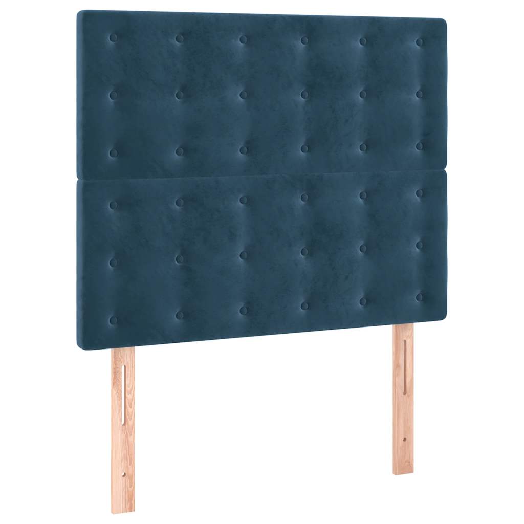 Box Spring Bed with Mattress Dark Blue 120x200 cm Velvet