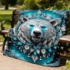 1pc Polar Bear Mandala Throw Blanket Polyester Fiber, Lightweight Flannel, Soft & Warm, All Season Use for Outdoor, Camping Digital Print