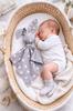 Bunny Cuddly Toy Doudou Double-Sided Cotton and Minky - Grey Stars - Grey
