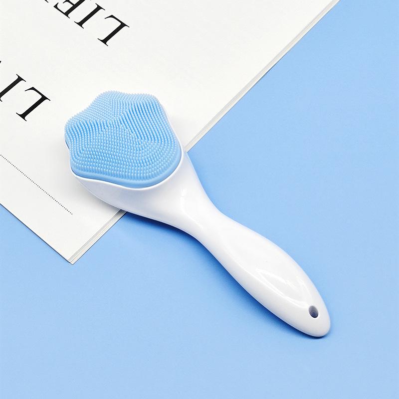 

Silicone Cat Paw Facial Cleansing Brush - Manual Face Wash & Makeup Remover with Handle синий