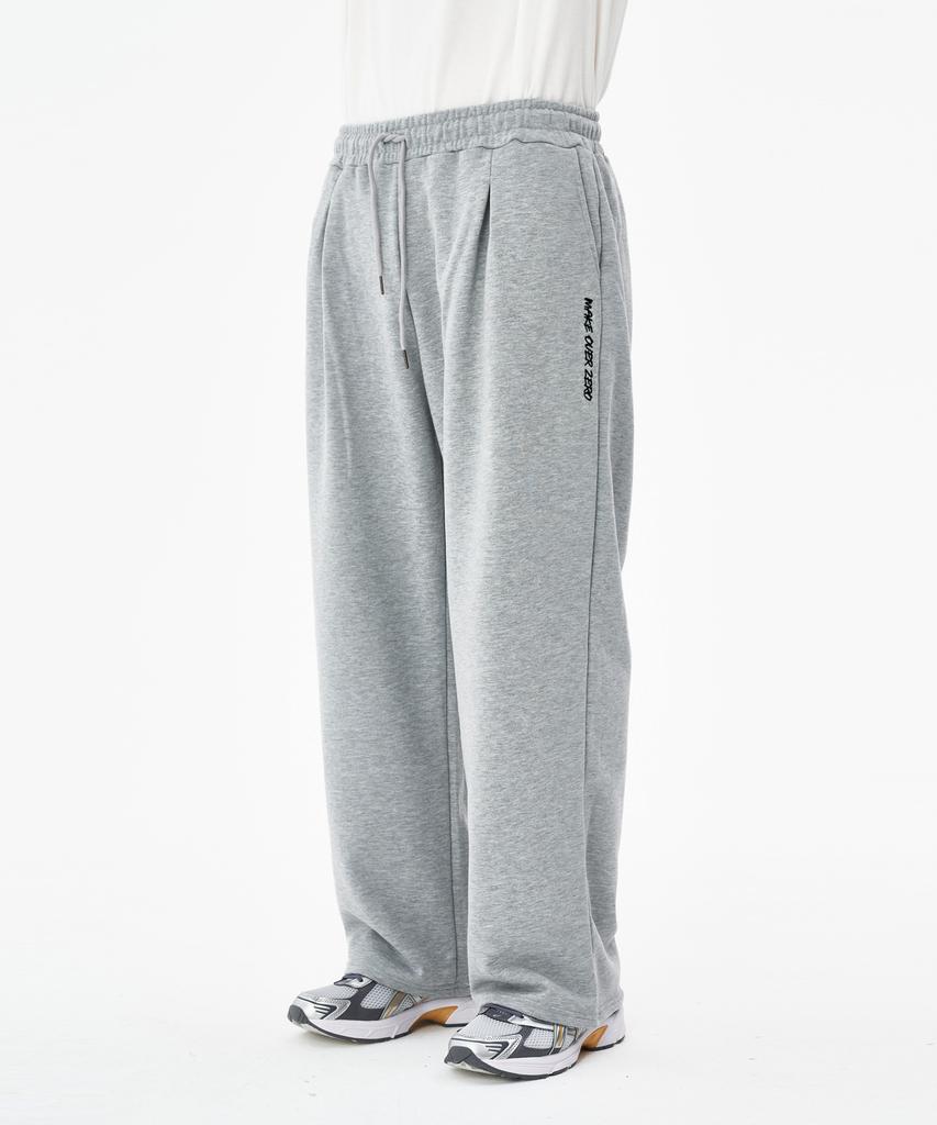 MOZMOZ Heavy Fleece-Lined Ver. One-Pleat Sweat Wide Training Pants Melange