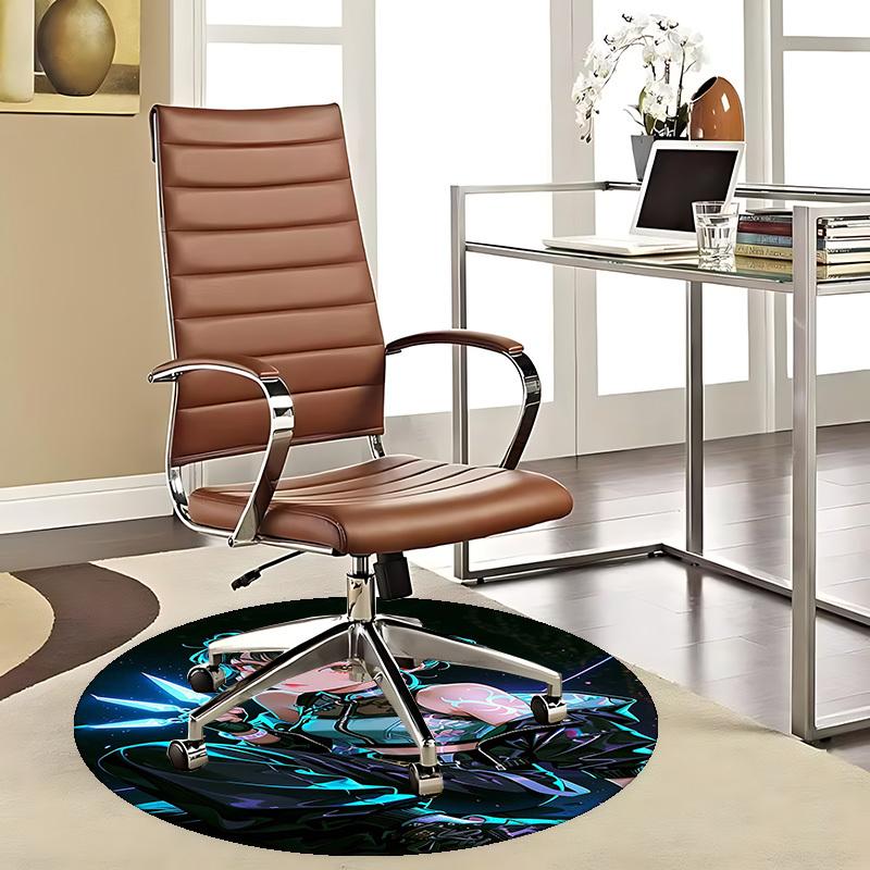 

1pc Anime Tattoo Design Round Carpet - Office Chair Mat, Non-Slip Rug for Home Decor, Living Room, Bedroom, Game Room & Dormitory, Suitable for All Se 80cm by 80cm